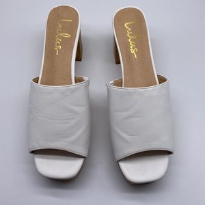 Lulus Faux Lether White Platform Mules Size 8.5